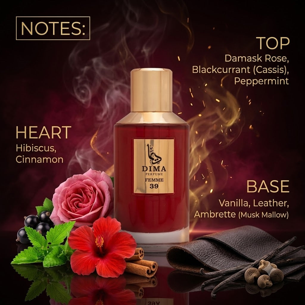 Femme 39 Perfume – Floral Fruity Rose, Vanilla & Leather Fragrance